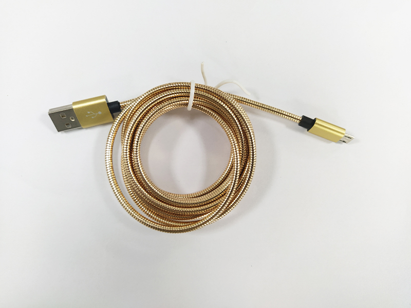 27-金屬軟管microUSB數據線金色
